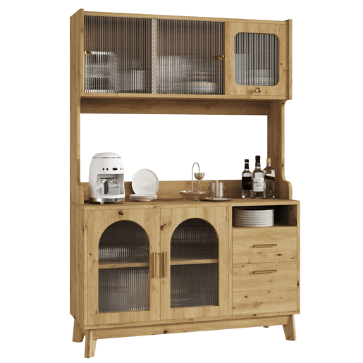 Armário de cozinha de painel de partículas com 6 portas e 1 gaveta,natural Armário de cozinha de painel de partículas com 6 portas e 1 gaveta,natural