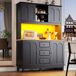 Armario de cocina con 4 puertas y 3 cajones Armario de cocina con 4 puertas y 3 cajones Negro/ Madera