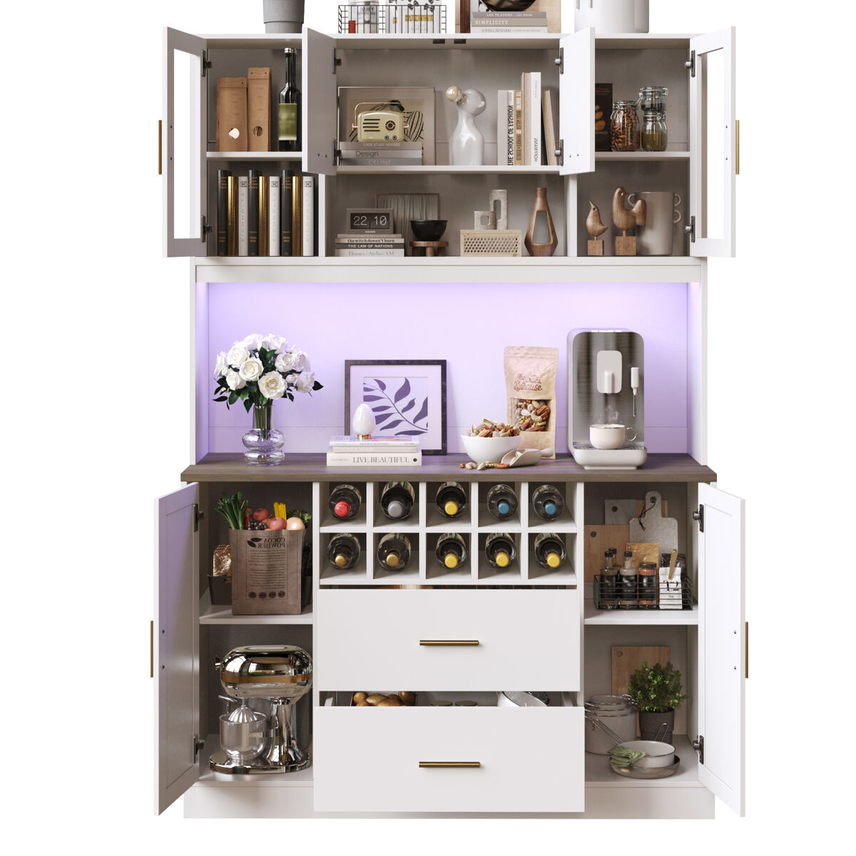 Armario de cocina con 6 puertas y 2 cajones 120 Blanco