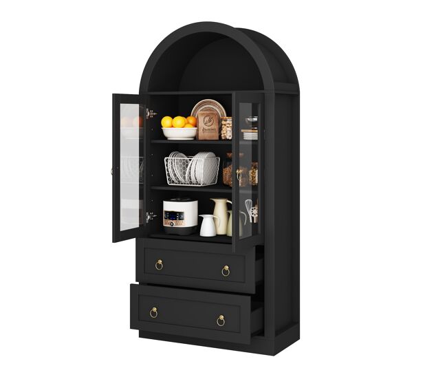 Armario de cocina de panel de partículas con 2 puertas y 2 cajones,negro