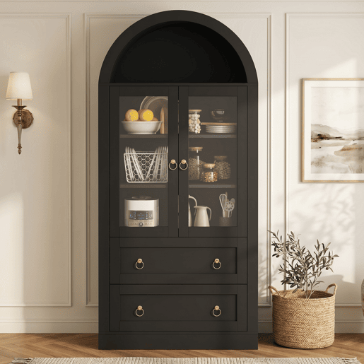 Armário de cozinha de painel de partículas com 2 portas e 2 gavetas,preto Armário de cozinha de painel de partículas com 2 portas e 2 gavetas,preto