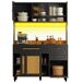 Armario de cocina con 6 puertas y 3 cajones Armario de cocina con 6 puertas y 3 cajones Negro/ Madera
