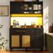 Armario de cocina con 6 puertas y 3 cajones Armario de cocina con 6 puertas y 3 cajones Negro/ Madera
