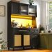 Armario de cocina con 6 puertas y 3 cajones Armario de cocina con 6 puertas y 3 cajones Negro/ Madera