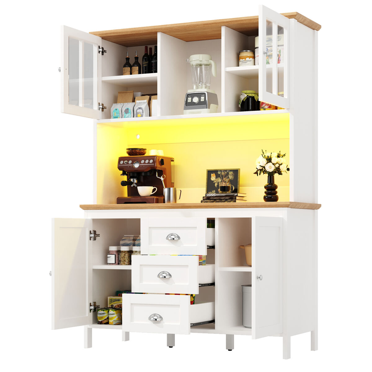 Armario de cocina con 4 puertas y 3 cajones 120 Blanco