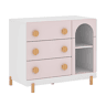 Cómoda infantil Vaarentaa com 3 gavetas + 2 compartimentos 79x41x66 cm BrancoRosa en.casa