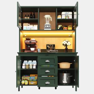 Armário de cozinha de mdf com 4 portas,3 gavetas e luz led,verde