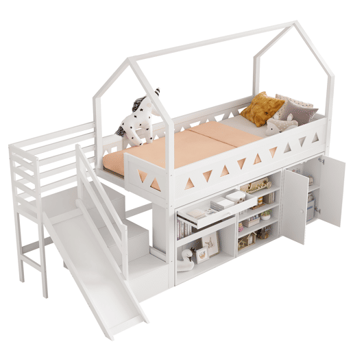 Cama de criança,cama alta de madeira maciça 90x200 cm,branco Cama de criança,cama alta de madeira maciça 90x200 cm,branco