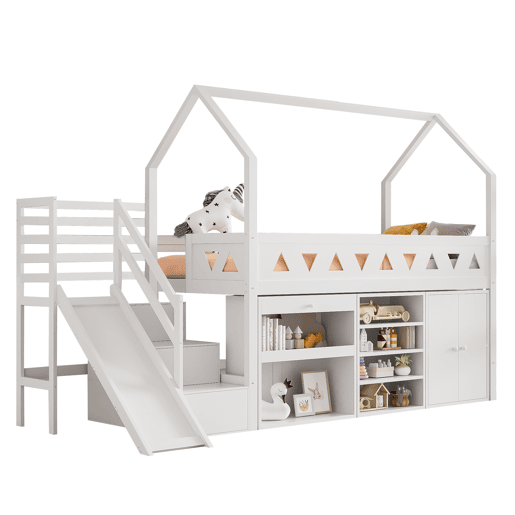Cama de criança,cama alta de madeira maciça 90x200 cm,branco Cama de criança,cama alta de madeira maciça 90x200 cm,branco