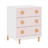 Cómoda infantil Vaarentaa com 3 gavetas 55x41x66 cm BrancoRosa en.casa