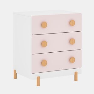 Cómoda infantil Vaarentaa com 3 gavetas 55x41x66 cm BrancoRosa en.casa