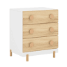 Cómoda infantil Vaarentaa com 3 gavetas 55x41x66 cm BrancoEfeito carvalho en.casa