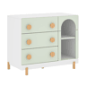 Cómoda infantil Vaarentaa com 3 gavetas + 2 compartimentos 79x41x66 cm BrancoVerde menta en.casa