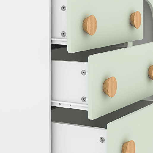 Cómoda infantil Vaarentaa com 3 gavetas + 2 compartimentos 79x41x66 cm BrancoVerde menta en.casa Cómoda infantil Vaarentaa com 3 gavetas + 2 compartimentos 79x41x66 cm BrancoVerde menta en.casa