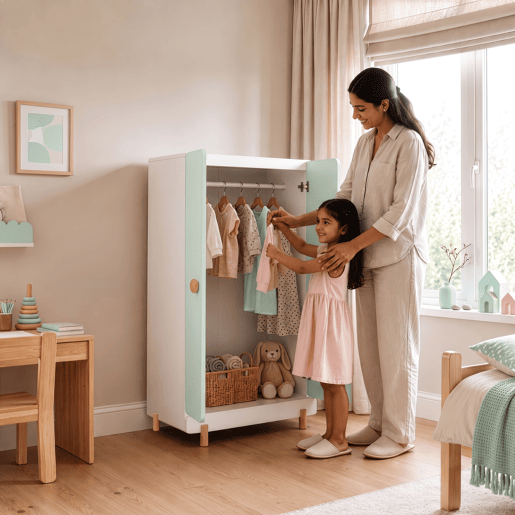 Roupeiro infantil Vaarentaa 126x60x41 cm BrancoVerde-menta en.casa Roupeiro infantil Vaarentaa 126x60x41 cm BrancoVerde-menta en.casa