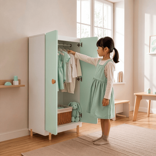 Roupeiro infantil Vaarentaa 126x60x41 cm BrancoVerde-menta en.casa Roupeiro infantil Vaarentaa 126x60x41 cm BrancoVerde-menta en.casa