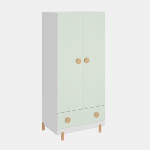 Roupeiro infantil Vaarentaa com gaveta 126x60x41 cm BrancoVerde menta en.casa