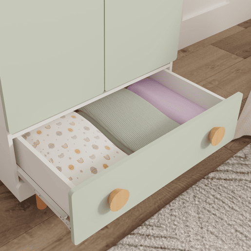 Roupeiro infantil Vaarentaa com gaveta 126x60x41 cm BrancoVerde menta en.casa