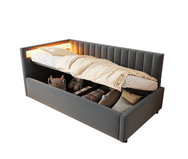 Cama individual de terciopelo 95x206