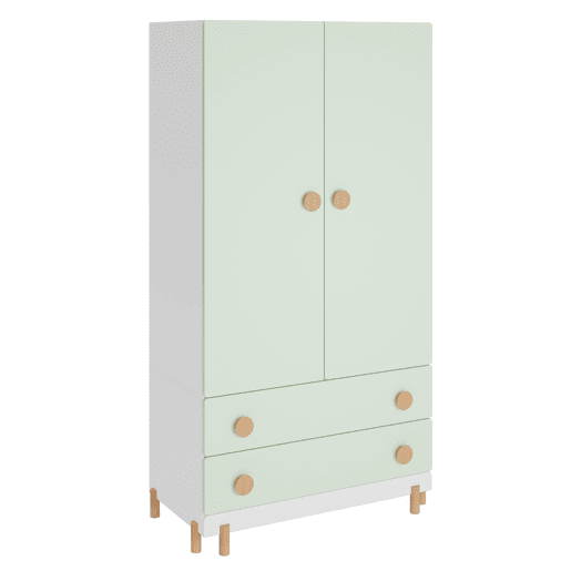 Roupeiro infantil Vaarentaa 2 gavetas 156x80x41 cm BrancoVerde menta en.casa