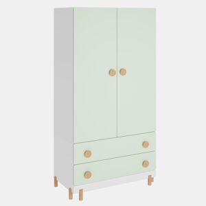 Roupeiro infantil Vaarentaa 2 gavetas 156x80x41 cm BrancoVerde menta en.casa