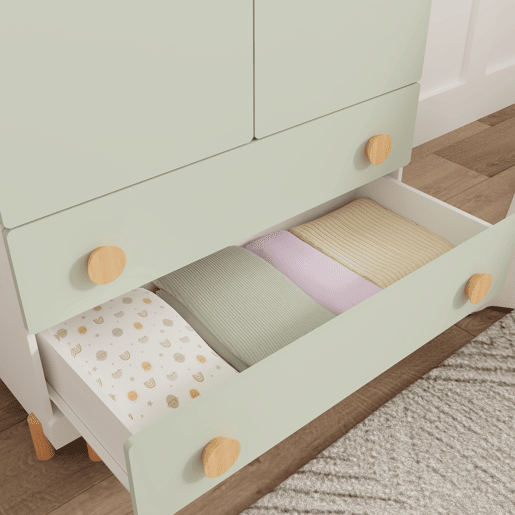 Roupeiro infantil Vaarentaa 2 gavetas 156x80x41 cm BrancoVerde menta en.casa