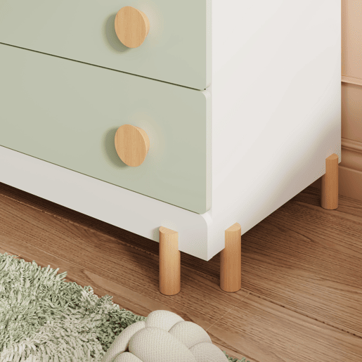 Roupeiro infantil Vaarentaa 2 gavetas 156x80x41 cm BrancoVerde menta en.casa