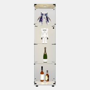 Vitrine com iluminação LED e portas de vidro, vitrine com sensores inteligentes, vitrine de vidro de 4 níveis para sala de estar, quarto, escritório, vitrine de colecionador
