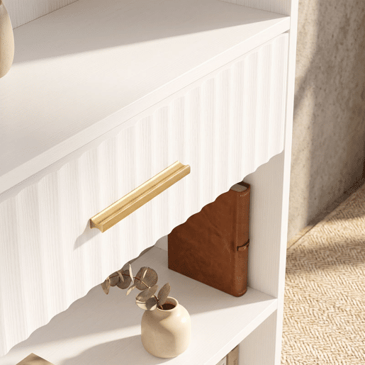 HOMCOM Estante para Livros Alta e Estreita, Estante de 7 Níveis com Gaveta, 6 Compartimentos Abertos, para Sala, Escritório ou Quarto, 60x24x182 cm, Branco