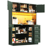 Armário de cozinha de mdf com 4 portas,4 gavetas e luz led,verde