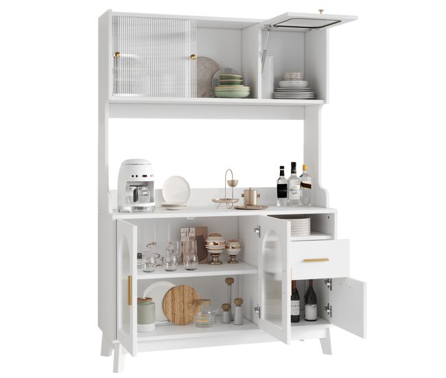 Armario de cocina de panel de partículas con 6 puertas y 1 cajón,blanco