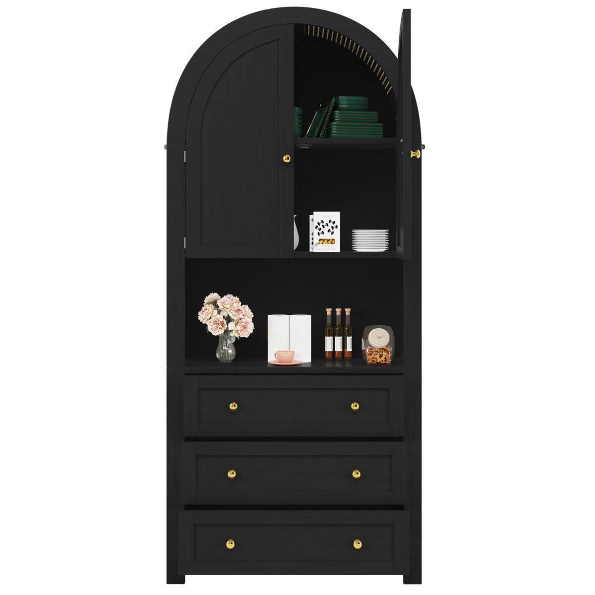 Armario de cocina con 2 puertas y 3 cajones 70 Negro