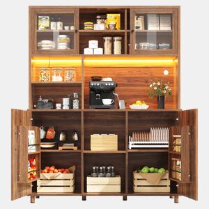 Armário de cozinha de mdf com 4 portas e luz led,castanho