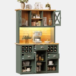 Armário de cozinha de mdf com 3 portas,3 gavetas e luz led,verde