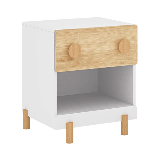 Mesa de cabeceira infantil Vaarentaa 2 gavetas + 1 compartimento 47x40x35 cm BrancoCarvalho en.casa Mesa de cabeceira infantil Vaarentaa 2 gavetas + 1 compartimento 47x40x35 cm BrancoCarvalho en.casa