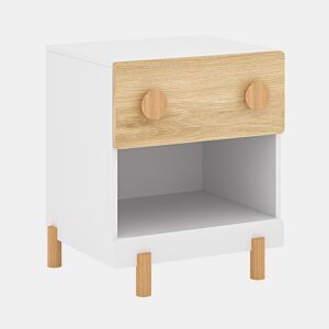 Mesa de cabeceira infantil Vaarentaa 2 gavetas + 1 compartimento 47x40x35 cm BrancoCarvalho en.casa