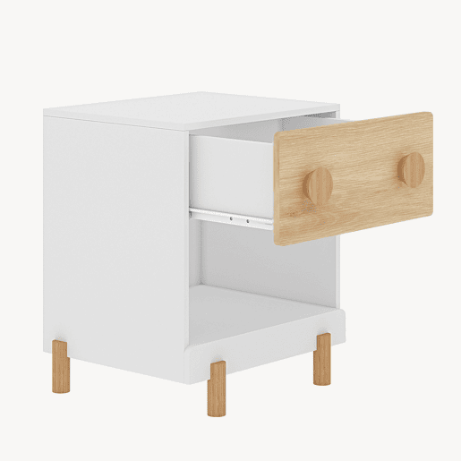 Mesa de cabeceira infantil Vaarentaa 2 gavetas + 1 compartimento 47x40x35 cm BrancoCarvalho en.casa Mesa de cabeceira infantil Vaarentaa 2 gavetas + 1 compartimento 47x40x35 cm BrancoCarvalho en.casa