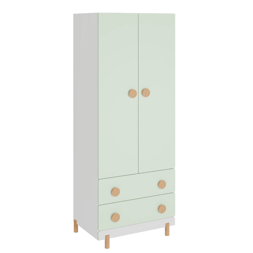 Roupeiro infantil Vaarentaa 2 gavetas 156x60x41 cm BrancoVerde menta en.casa