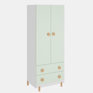 Roupeiro infantil Vaarentaa 2 gavetas 156x60x41 cm BrancoVerde menta en.casa