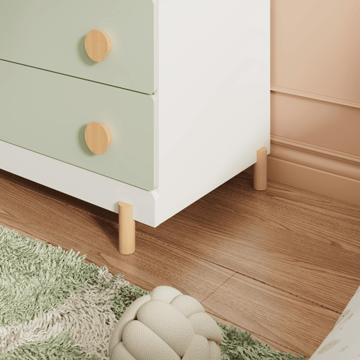 Roupeiro infantil Vaarentaa 2 gavetas 156x60x41 cm BrancoVerde menta en.casa