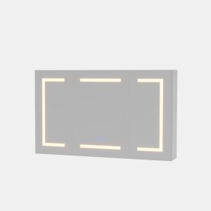 Espelho de banheiro com iluminação LED e prateleiras de vidro ajustáveis, 100,4 × 60 × 13,5 cm. Um elemento funcional para o banheiro