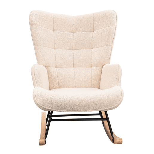 Cadeira de baloiço para quarto de criança, cadeira de baloiço estofada com encosto alto para sala de estar, quarto ou escritório, bege Cadeira de baloiço para quarto de criança, cadeira de baloiço estofada com encosto alto para sala de estar, quarto ou escritório, bege