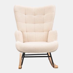 Cadeira de baloiço para quarto de criança, cadeira de baloiço estofada com encosto alto para sala de estar, quarto ou escritório, bege