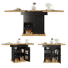 Mesa de jantar extensível retangular 110-140máx cm de mdf,preto+madeira