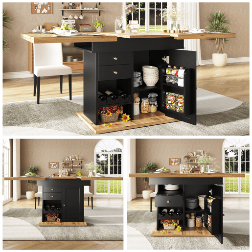Mesa de jantar extensível retangular 110-140máx cm de mdf,preto+madeira Mesa de jantar extensível retangular 110-140máx cm de mdf,preto+madeira
