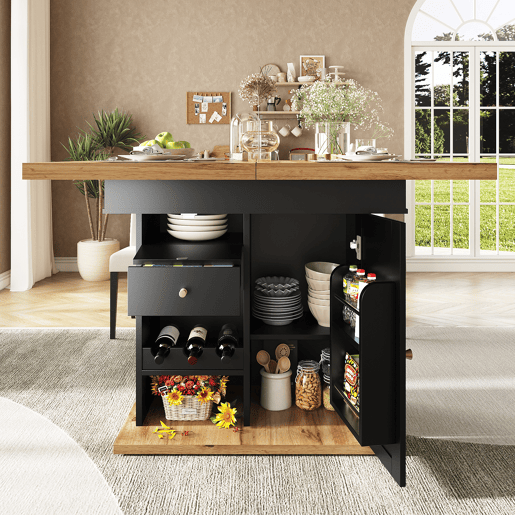 Mesa de jantar extensível retangular 110-140máx cm de mdf,preto+madeira Mesa de jantar extensível retangular 110-140máx cm de mdf,preto+madeira