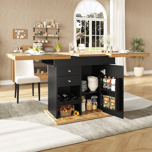 Mesa de jantar extensível retangular 110-140máx cm de mdf,preto+madeira Mesa de jantar extensível retangular 110-140máx cm de mdf,preto+madeira