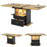 Mesa de jantar extensível retangular 110-140máx cm de mdf com luz led,preto+madeira