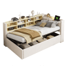 Cama de solteiro de veludo 90x200 cm com armazenamento,bege