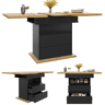 Mesa de jantar extensível retangular 110-140máx cm de mdf,preto+madeira